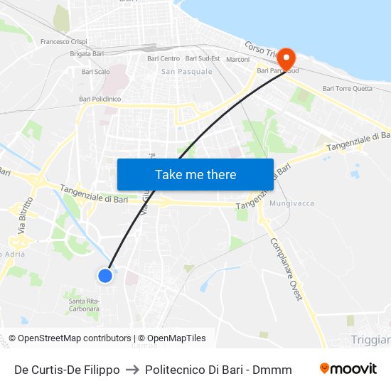 De Curtis-De Filippo to Politecnico Di Bari - Dmmm map