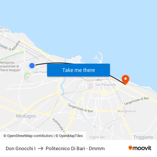 Don Gnocchi I to Politecnico Di Bari - Dmmm map