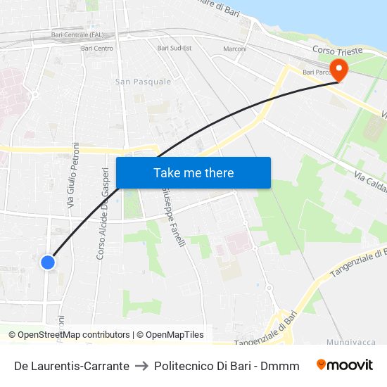 De Laurentis-Carrante to Politecnico Di Bari - Dmmm map