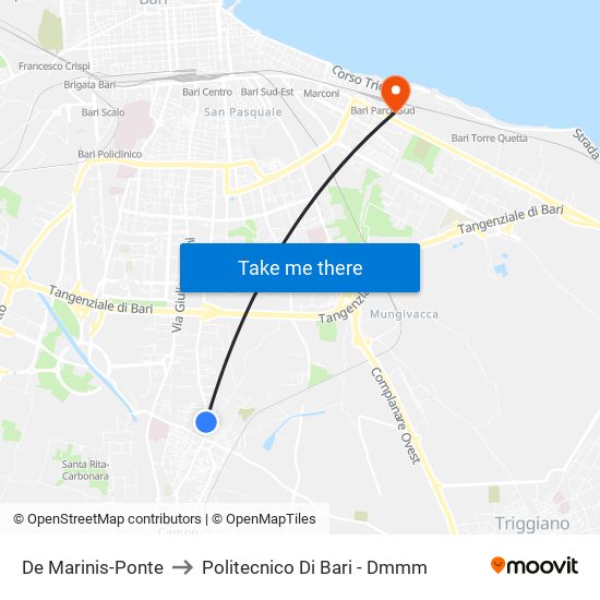 De Marinis-Ponte to Politecnico Di Bari - Dmmm map