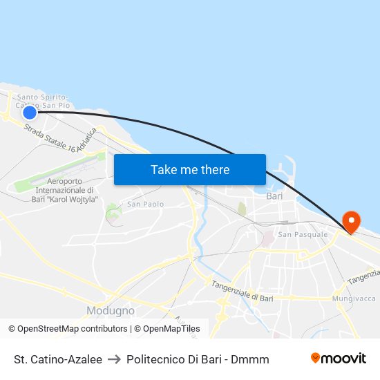 St. Catino-Azalee to Politecnico Di Bari - Dmmm map