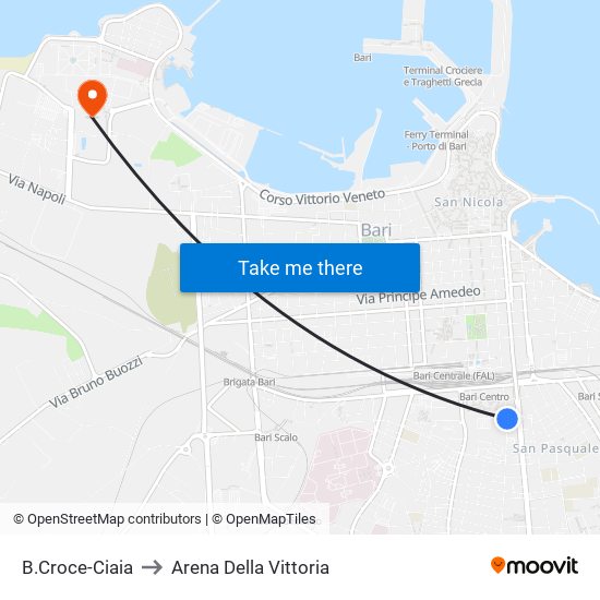 B.Croce-Ciaia to Arena Della Vittoria map
