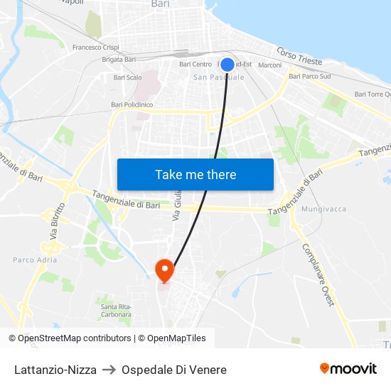 Lattanzio-Nizza to Ospedale Di Venere map