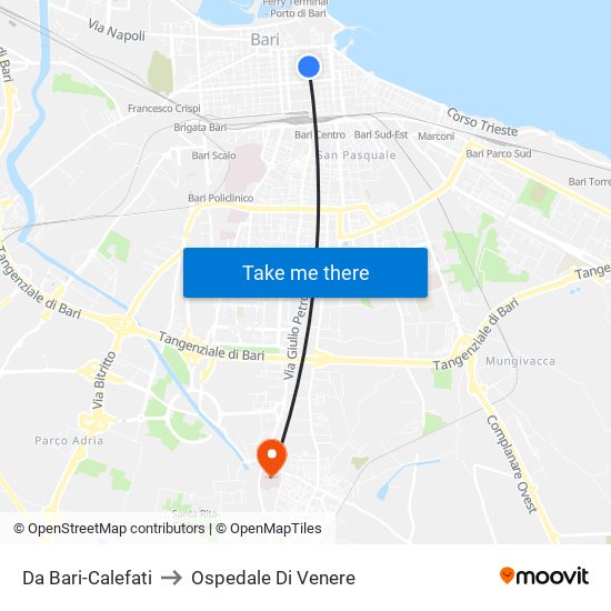 Da Bari-Calefati to Ospedale Di Venere map