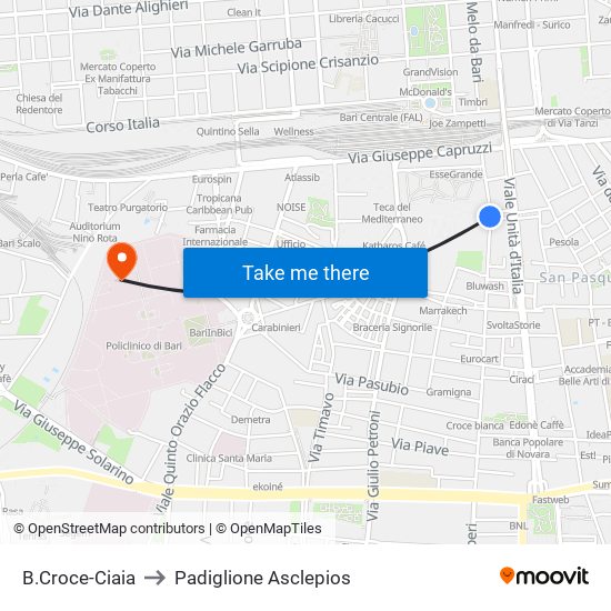 B.Croce-Ciaia to Padiglione Asclepios map