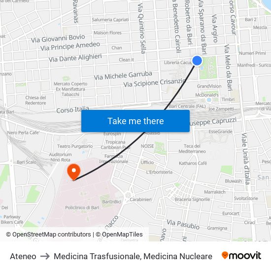 Ateneo to Medicina Trasfusionale, Medicina Nucleare map