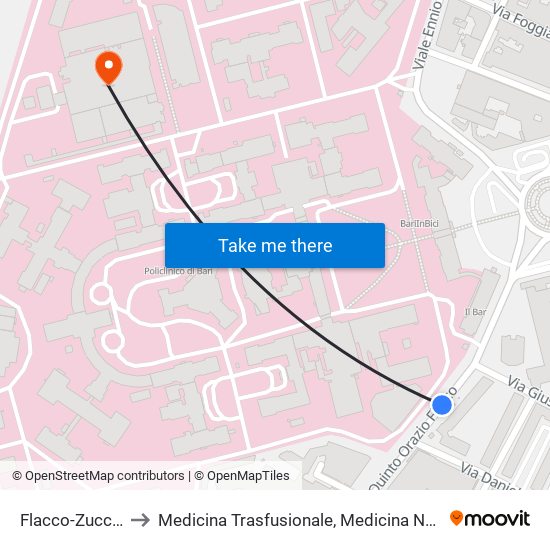 Flacco-Zuccaro to Medicina Trasfusionale, Medicina Nucleare map