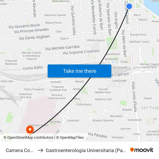 Camera Commercio to Gastroenterologia Universitaria (Padiglione D'Agostino) map