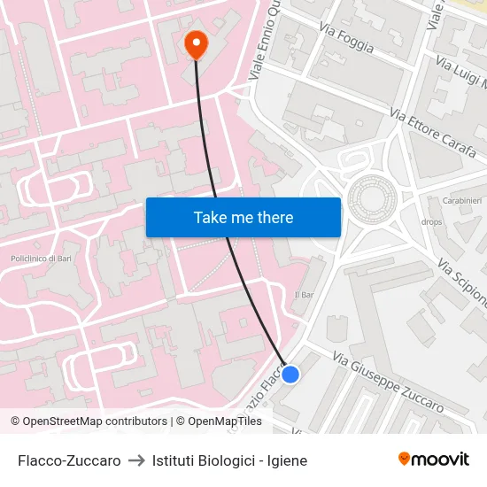 Flacco-Zuccaro to Istituti Biologici - Igiene map