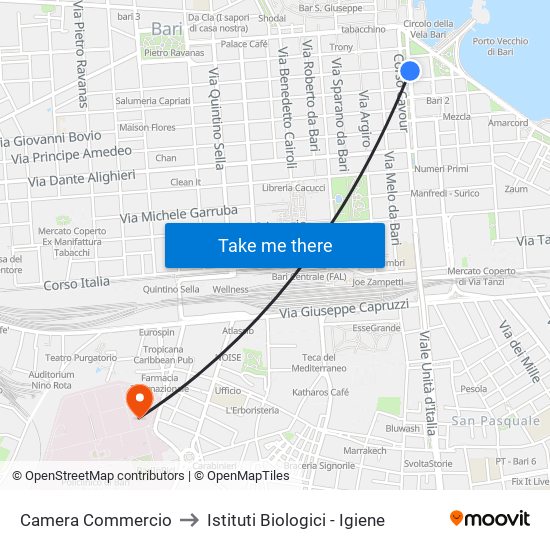 Camera Commercio to Istituti Biologici - Igiene map