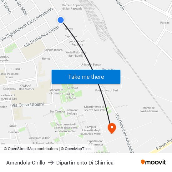 Amendola-Cirillo to Dipartimento Di Chimica map