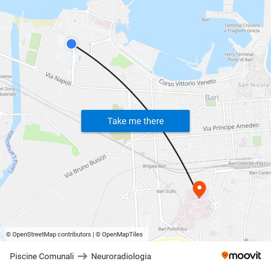 Piscine Comunali to Neuroradiologia map