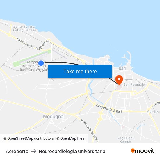 Aeroporto to Neurocardiologia Universitaria map
