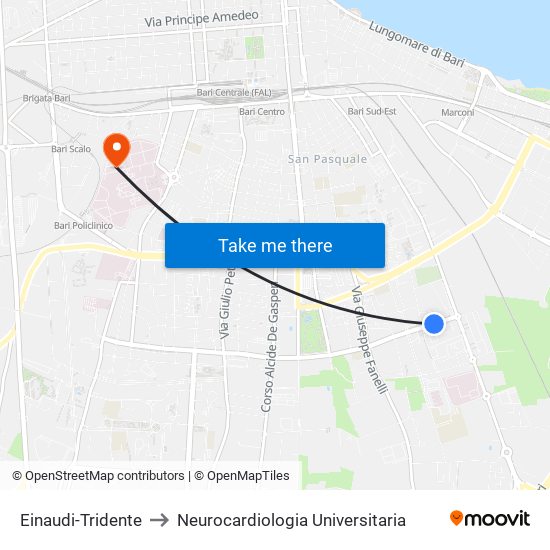 Einaudi-Tridente to Neurocardiologia Universitaria map