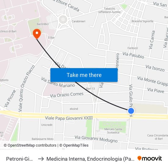 Petroni-Giov.Xxiii to Medicina Interna, Endocrinologia (Padiglione Chini) map