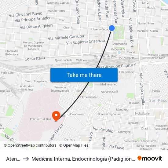 Ateneo to Medicina Interna, Endocrinologia (Padiglione Chini) map