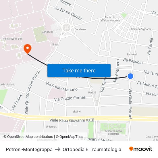 Petroni-Montegrappa to Ortopedia E Traumatologia map