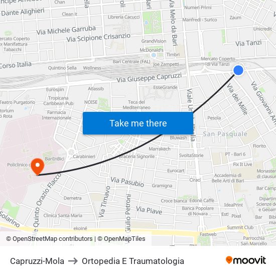 Capruzzi-Mola to Ortopedia E Traumatologia map