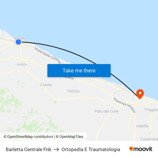 Barletta Centrale Fnb to Ortopedia E Traumatologia map