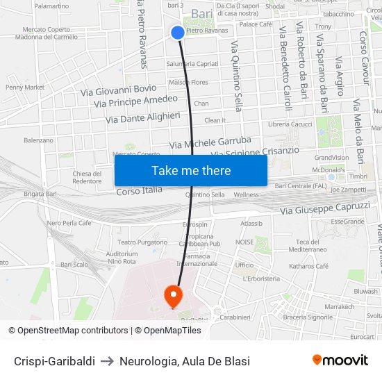 Crispi-Garibaldi to Neurologia, Aula De Blasi map