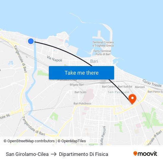 San Girolamo-Cilea to Dipartimento Di Fisica map