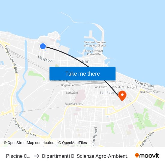 Piscine Comunali to Dipartimenti Di Scienze Agro-Ambientali E Territoriali (Disaat) map