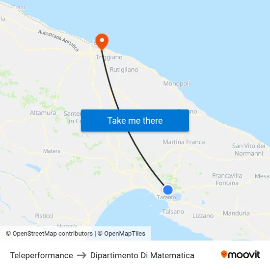 Teleperformance to Department of Mathematics map