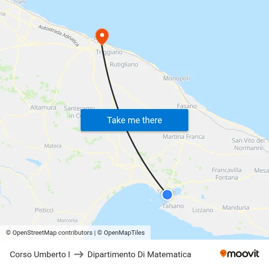 Umberto I Avenue to Mathematics Department map