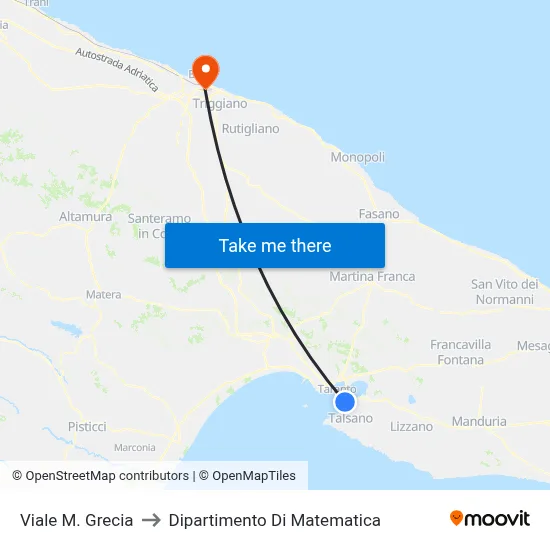 Viale M. Grecia to Department of Mathematics map