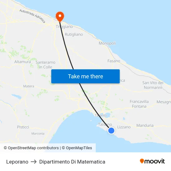 Leporano to Mathematics Department map
