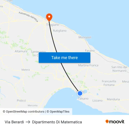 Berardi Street to Mathematics Department map