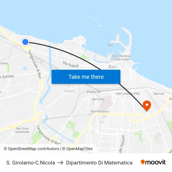 St. Girolamo-C.Nicola to Mathematics Department map