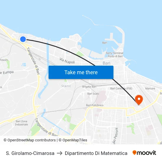 S. Girolamo-Cimarosa to Mathematics Department map