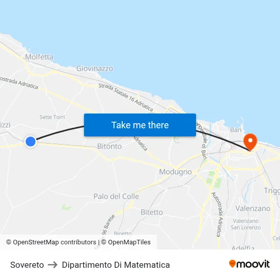 Sovereto to Mathematics Department map