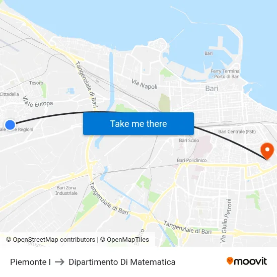 Piedmont I to Mathematics Department map