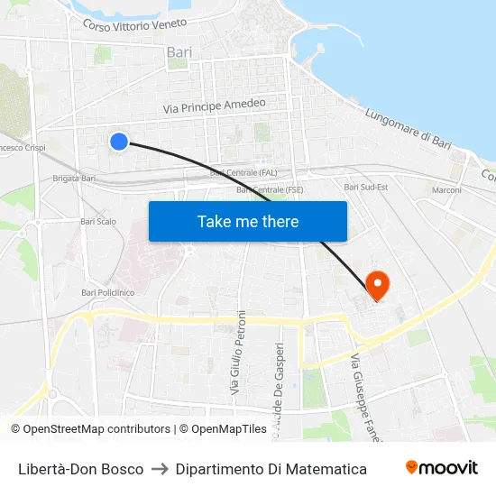 Liberty-Don Bosco to Mathematics Department map