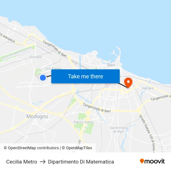 Cecilia Metro to Mathematics Department map