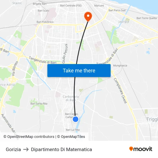 Gorizia to Mathematics Department map