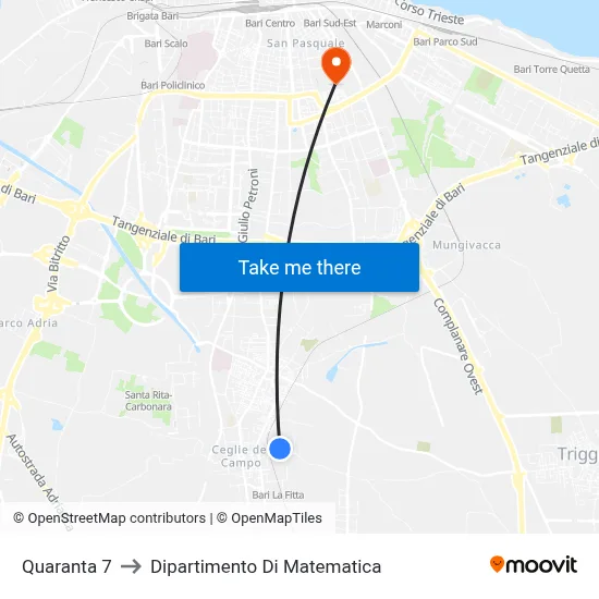 Quaranta 7 to Department of Mathematics map