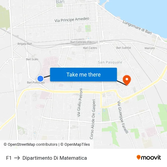 F1 to Department of Mathematics map