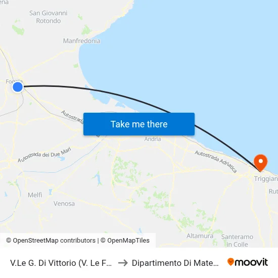 G. Di Vittorio Avenue (Fortore Avenue) to Mathematics Department map