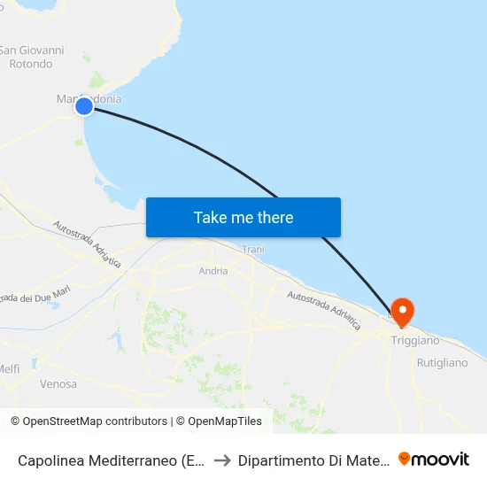 Mediterranean Terminal (Eurospin) to Mathematics Department map