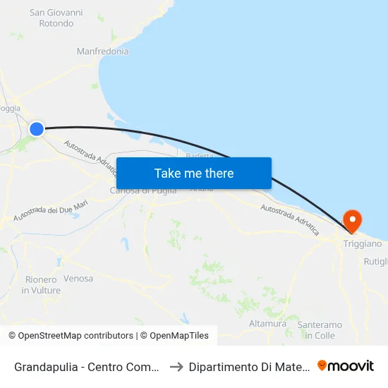 Grandapulia - Shopping Center to Department of Mathematics map