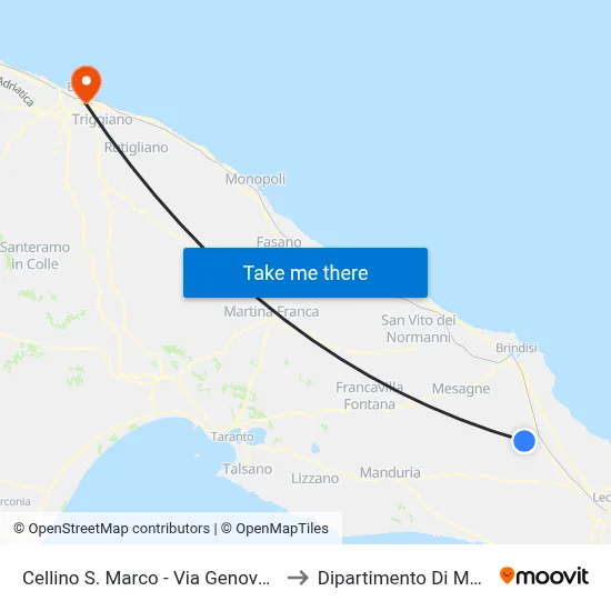 Cellino S. Marco - Via Genova - No. 57 to Mathematics Department map