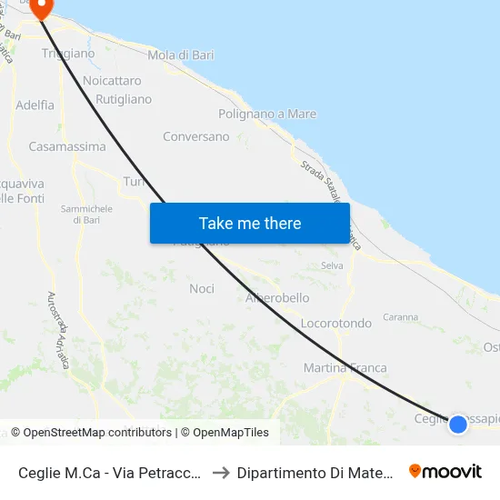 Ceglie M.Ca - Via Petracca No. 50 to Mathematics Department map