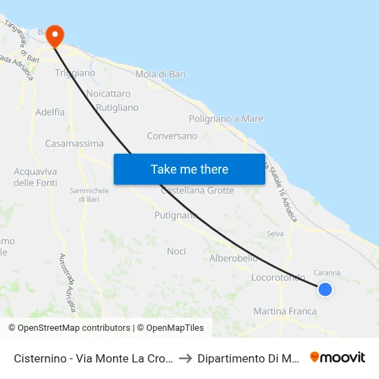 Cisternino - Via Monte La Croce - Middle School to Mathematics Department map
