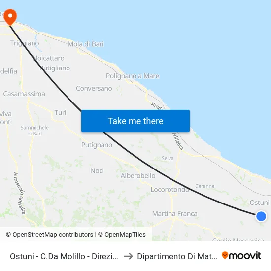 Ostuni - Molillo District - Ostuni Direction to Mathematics Department map