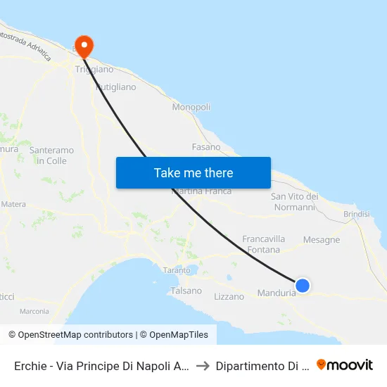 Rosa Marina - Q8 Gas Station Brindisi Direction to Mathematics Department map