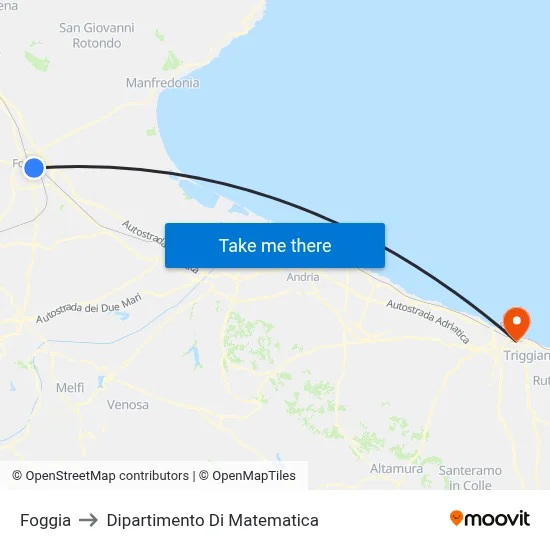 Foggia to Mathematics Department map