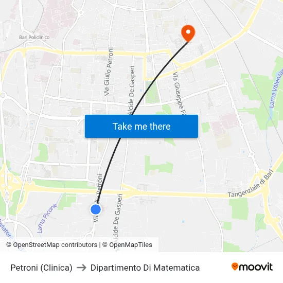 Petroni (Clinic) to Mathematics Department map